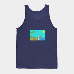 Fisherman and Kōlea at Kāhala Beach Tank Top